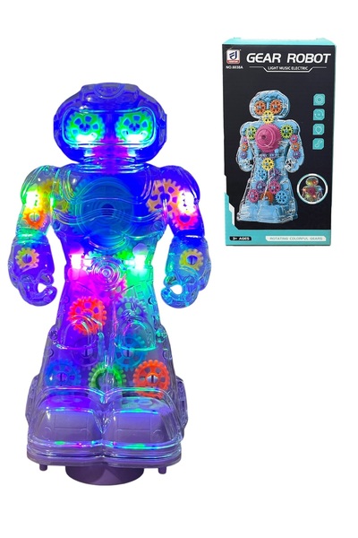 Shem Çarp Dön Sesli Işıklı ŞEFFAF Robot 20 CM