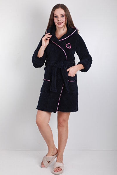 Wild Love ثوب نسائي قصير بغطاء للرأس ومطرز بنسبة 100% من الخيزران