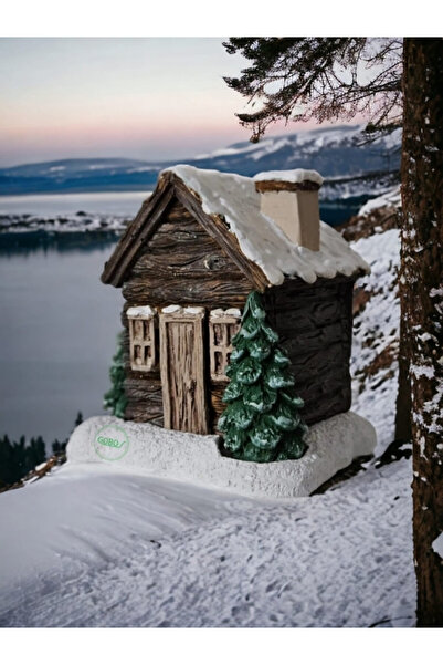 Gobo Goboticaret 2 Adet Kahverengi Kar Efektli Ev Şeklinde Yılbaşı Temal El B...
