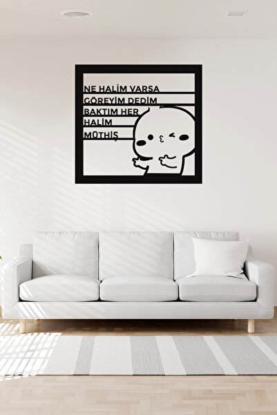OYART&DESIGN Ne Halim Varsa Göreyim Dedim Duvar Dekoru Duvar Süsü, Ahşap Laze...