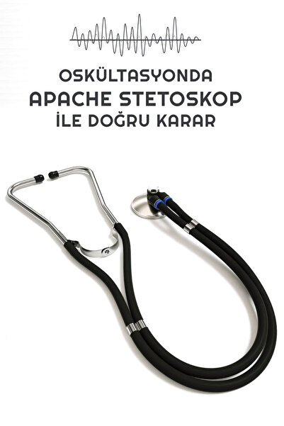 Selvet Apache-2 Siyah Çift Hortumlu Stetoskop 65 Mm Metal Tambur