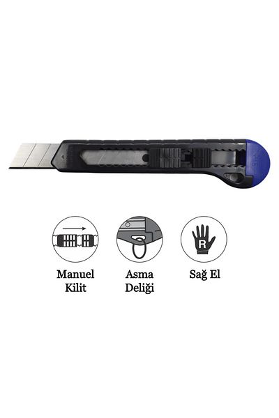 MİLES Miles Wide Utility Knife 18 mm Plastic Body Blue Manual Lock PN1801
