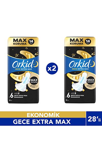 Orkid Hijyenik Ped Ultra Gece Ekstra Max 14' lü 2 Adet