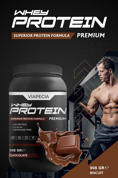 Viapecia Whey Protein Chocolate with Abundant Protein 908 Gr Premium