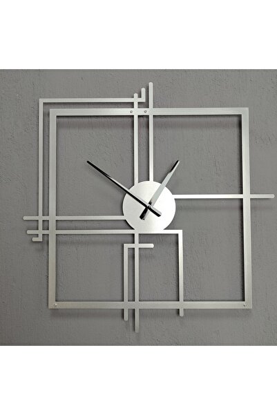 Gowpenart Kare Querencia Metal Gümüş/Silver Duvar Saati - Ev / Ofis Saati - H...