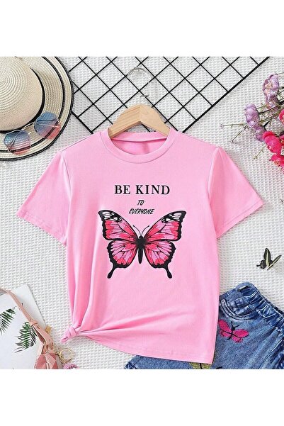 BYMEER παιδικό μπλουζάκι με ροζ πεταλούδα