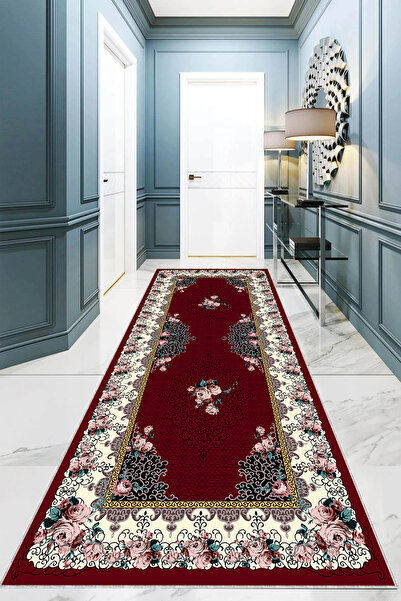 on the clouds Çiçek Gül Desenli Dijital Baskı Yıkanabilir Kaymaz Taban Vintag...