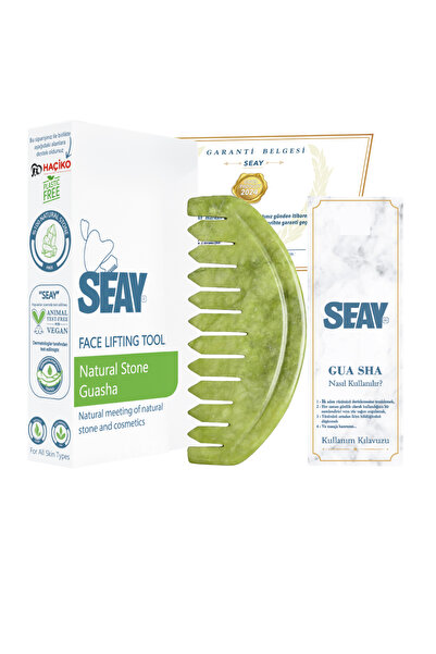 Seay Yeşim Tarak Gua Sha Saç Ve Yüz Masajı Doğal Taş Masaj Aleti Sertifikalı