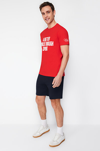 The Olympic Collection Rotes Unisex-Strick-T-Shirt TWOAW24TS00016