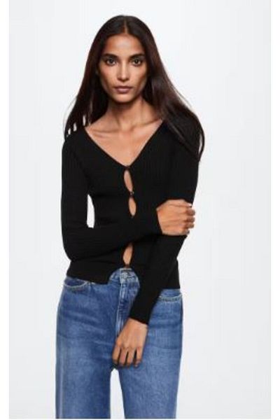 MANGO Schwarze Damen-Strickjacke 37053840