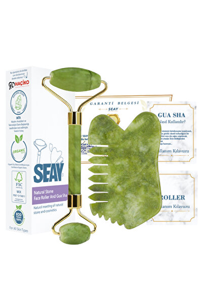 Seay Yeşim Face Roller Ve Çok Amaçlı Tarak Yeşim Gua Sha Yüz Masaj Aleti Doğa...