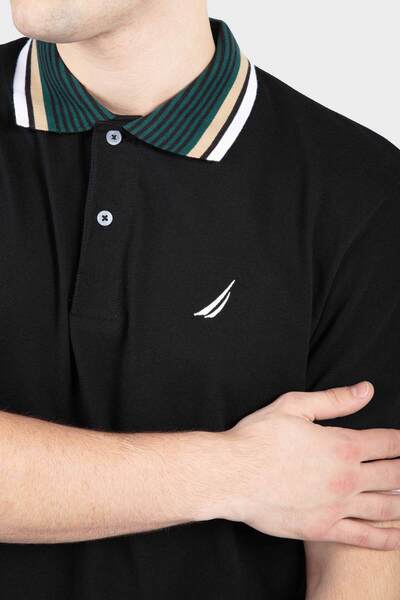 Nautica Men's Black Polo Neck T-Shirt N1K01357