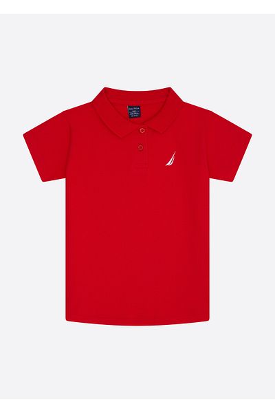 Nautica Red Girl's Polo Neck T-Shirt N4JI0757