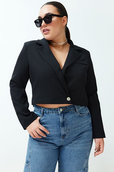 Trendyol Curve Schwarze Blazer-Webjacke