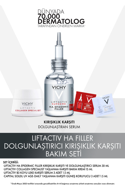 Vichy Cilt Bakım Seti: Liftactiv Dolgunlaştırıcı Serum, Yaşlanma Karşıtı Krem, Leke Karşıtı Serum