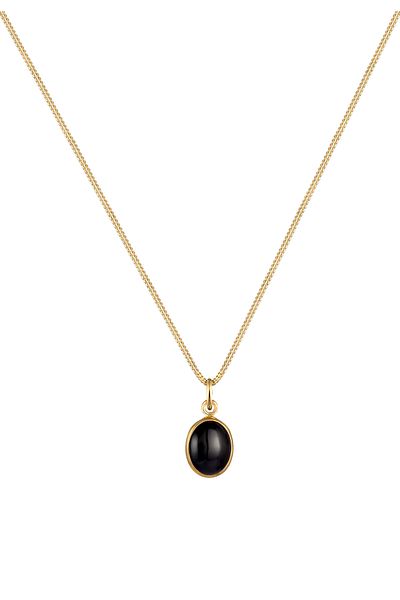 ELLI Halskette Damen Solitär Anhänger Basic mit Onyx schwarz aus 925 Sterling Silber
