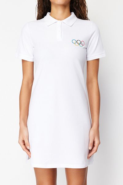 The Olympic Collection Біла сукня з принтом Orme TWOAW24EL00904