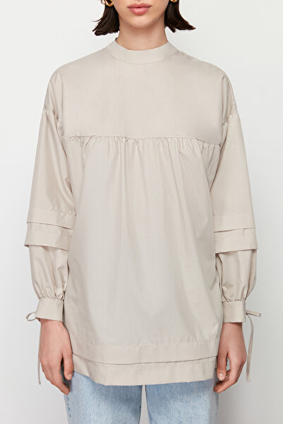 Trendyol Modest Stone Back Tie Detailed Cotton Woven Shirt TCTSS24UK00020