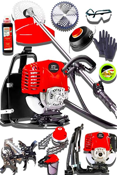 Spech Power Usa 2.4 Hp Turbo Benzinli Çapa Aparatlı Sırt Tipi Ot Çalı Çim Biç...