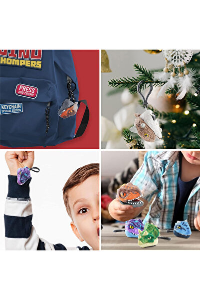 Toyaş 6pcs Dinosaur Keychain Mini Dinosaur Cars Toy Pull Drop Dinosaur Figures