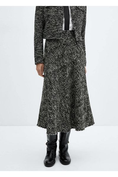 MANGO Woman Tweed midi skirt