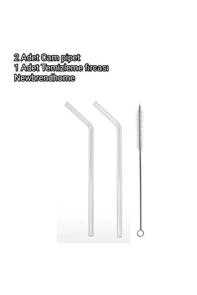 Emrah Gültekin Cam Pipet Tekrar Kullanılabilir Pipet Eğik 20cm+Ve Plastik İçe...