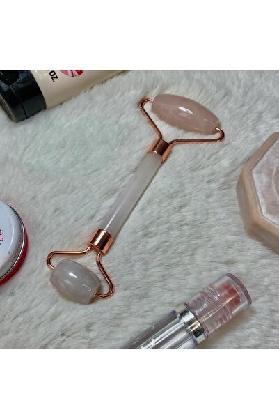 Elifsu Jewelry Pembe Kuvars Face Roller Cilt Masaj Aleti