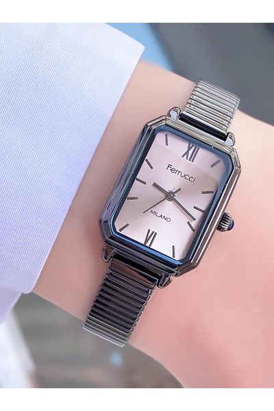 Ferrucci Rectangular Women's Metal Cord Wristwatch