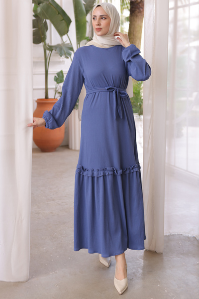 benguen 12004 Manšestrové šaty Indigo