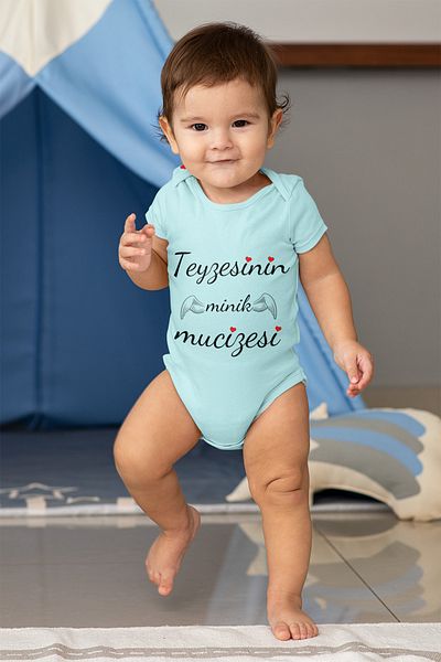 ADABEBEK Aunt's Little Miracle Printed Short Sleeve Badi with Snap Fasteners