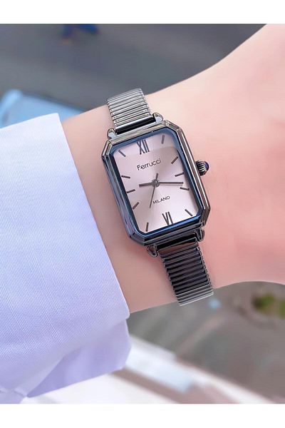 Ferrucci Rectangular Women's Metal Cord Wristwatch