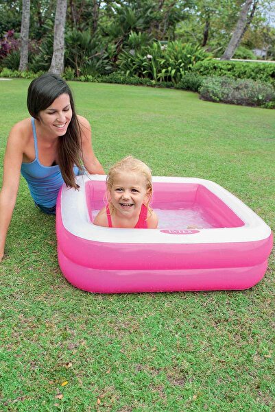 Intex Şişme Taban Mini Kare Havuz 86x86x25 cm Pembe