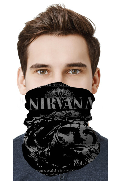 FG KONNİCHİWA Nirvana Metal Music Motorcycle Face Mask Outdoor Patterned Buff Neck Warmer Bandana Balaclava