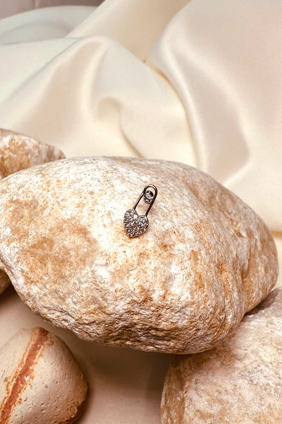 MOONİ ACCESSORİES Çelik Çengelli Iğne Taşlı Silver Gümüş Renk 316l Stainless Steel Piercing Tragus Helix