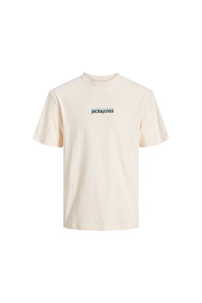 Jack & Jones تي شيرت Jorlafayette Emb Tee Ss برقبة دائرية للرجال باللون البيج...