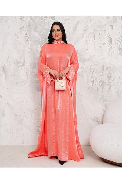 MAY MARA WOMEN'S DOMINANT COLLAR AND SLEEVES PEARL EMBROIDERED COMFORTABLE FIT DRESS