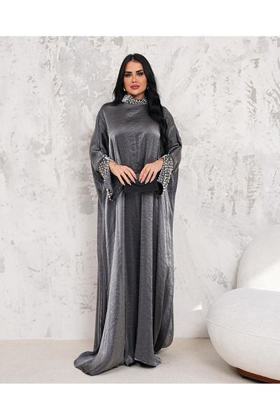 MAY MARA WOMEN'S DOMINANT COLLAR AND SLEEVES PEARL EMBROIDERED COMFORTABLE FIT DRESS