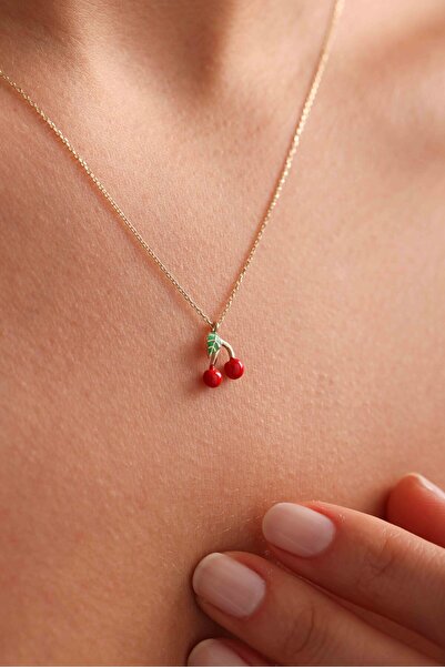 Gianfranco 14 Ayar Altın Mineli Kiraz Kolye