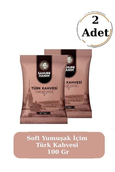 Sahure Hanım Premium Fresh Ground Soft Soft Drink Turkish Coffee with Plenty of Foam 100 Gr (2 Pieces)