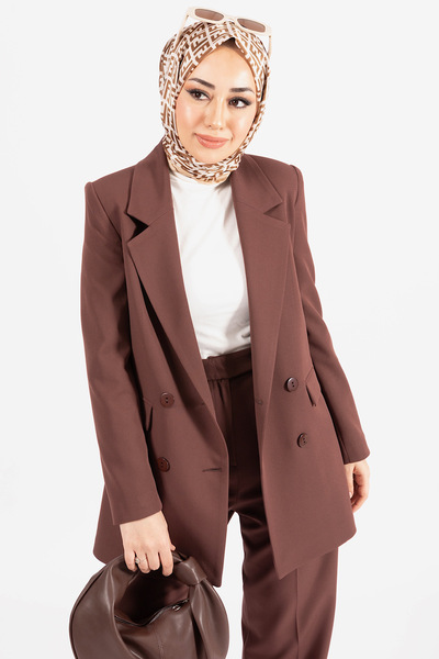 Stilife Σετ μπουφάν με τέσσερα κουμπιά καφέ