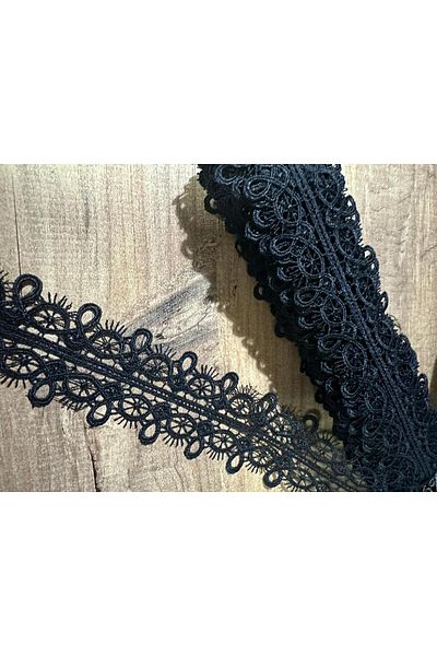 efem gipür 8.5 Prayer Cover - Black Lace Banded Guipure Edge Dress