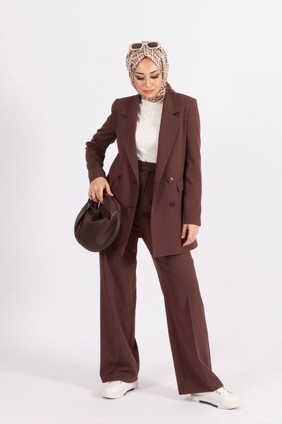 Stilife Σετ μπουφάν με τέσσερα κουμπιά καφέ