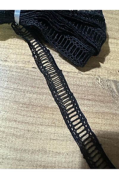 efem gipür Kolber Guipure Tape Black 9 Mt Guipure Lace