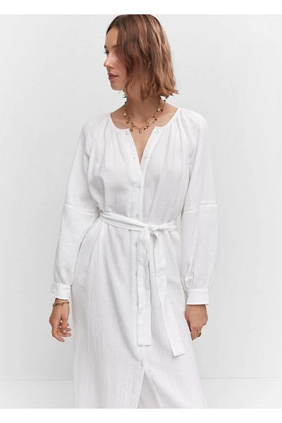 MANGO Woman Rochie din bumbac cu curea