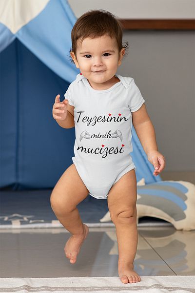 ADABEBEK Aunt's Little Miracle Printed Short Sleeve Badi with Snap Fasteners