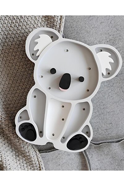 GHY AHŞAP Dekoratif Işıklı Koala Figürlü Masa Süsü Biblo