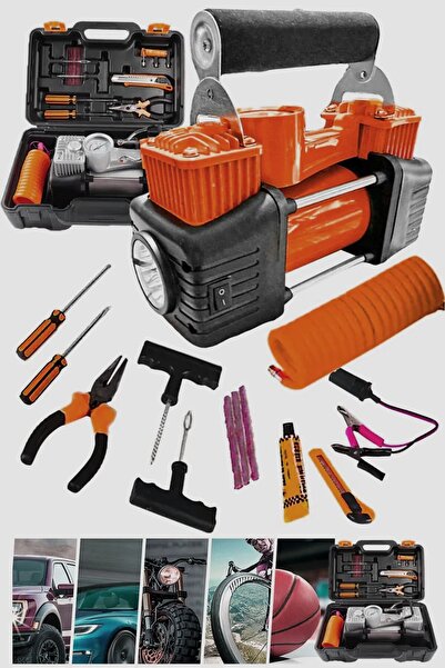 MoonTech Pro Seri Çelik Gövde Çift Pistonlu 12 V 150 Psi Dakikada 85 Lt Araç ...