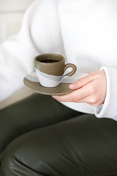 Beige & Stone Natural Stone Coffee Cup Khaki Green
