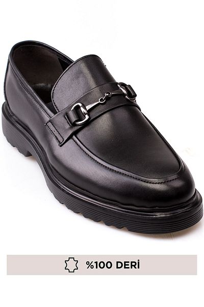 maximoda Pantofi de culoare neagră clasică din piele naturală