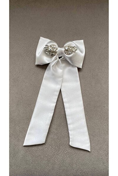 Bride Glim Cataramă automată cu fundă dublă din satin cu pietre